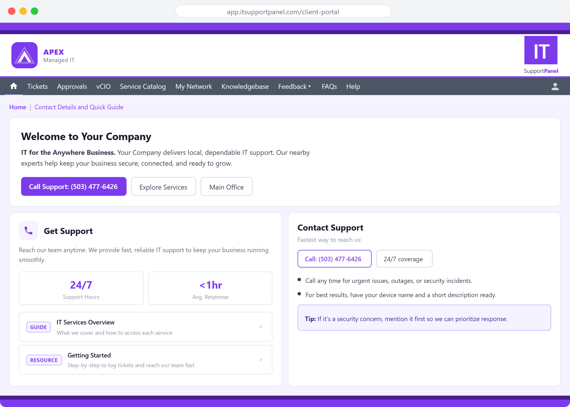 Apex Managed IT client portal