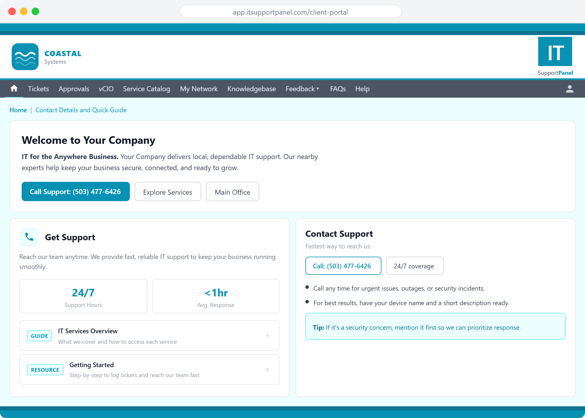 Coastal Systems client portal