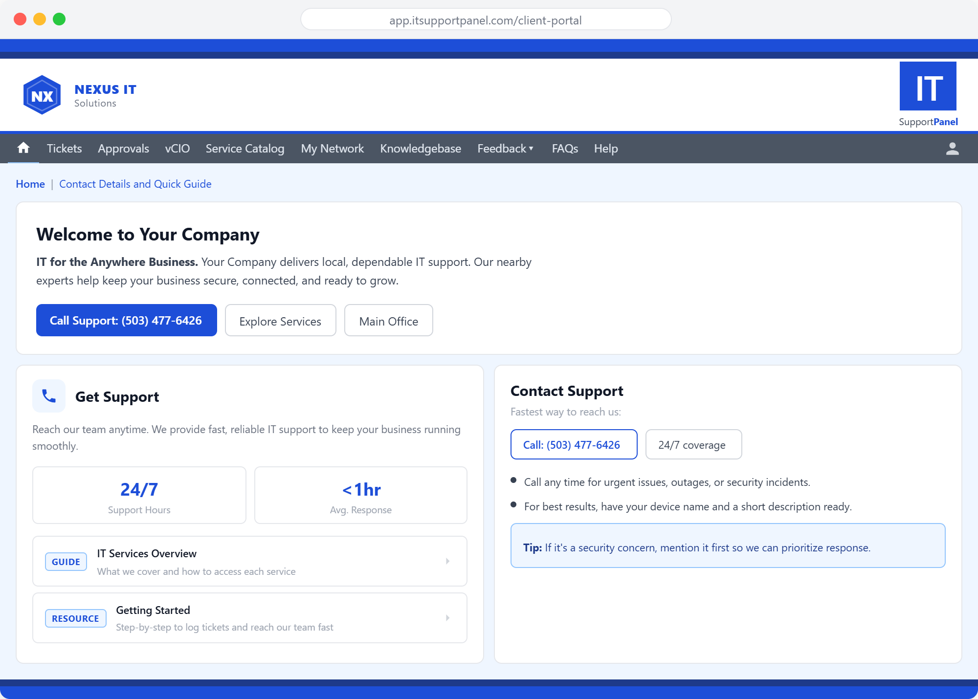 Nexus IT client portal