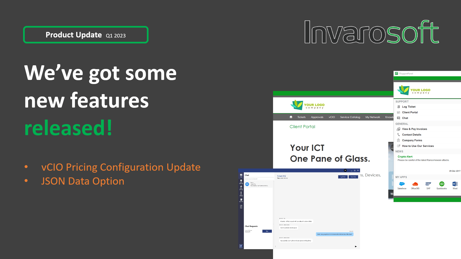 Just a quick update from the Invarosoft product team about our vCIO and JSON release and a general product update for Q1 2023!