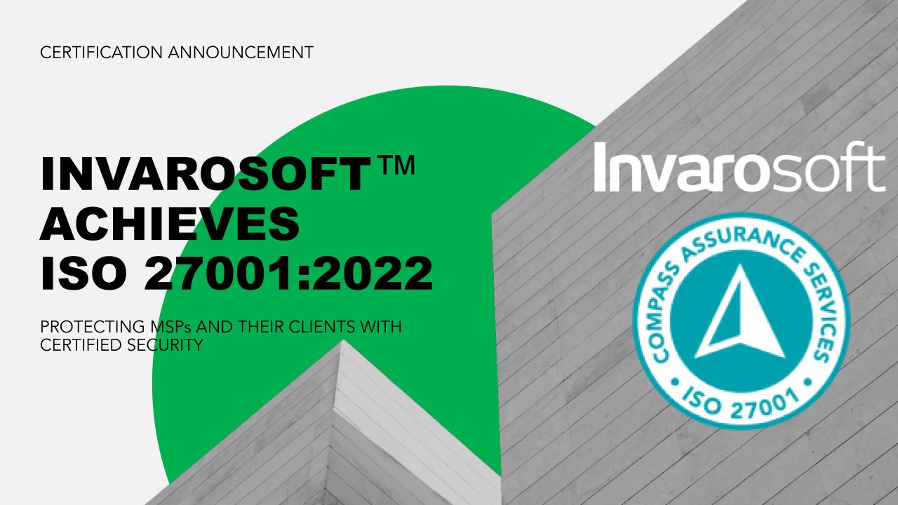 Invarosoft Achieves ISO 27001:2022 Certification